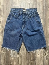 Vintage Forenza Denim Shorts Womens Size 10 Blue High Waist Pleated Cutoff 90s