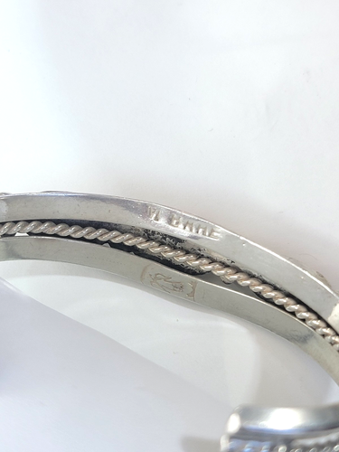 BAHE Hallmarked Navajo Coral & Sterling Silver Cuff Bracelet 31 g - Picture 4 of 6