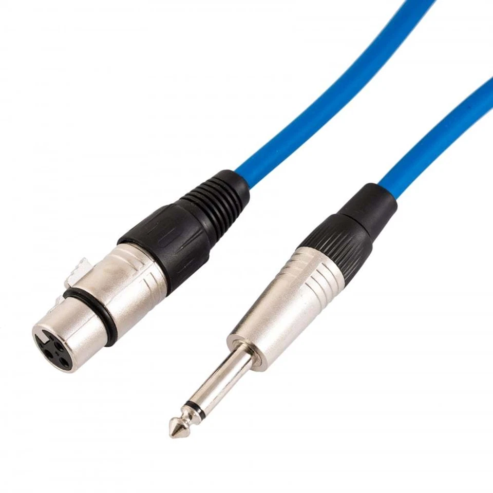Hembra XLR a Cable Jack Mono 6.35mm 1/4" / Micrófono / Cable de señal / 1m Azul - Imagen 2 de 2