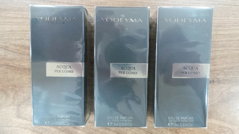 Brand New Boxed 3 X 15ml YODEYMA PARIS PERFUME ACQUA PER UOMO. 3 X 15ml.