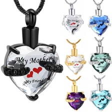 My Mother My Friend Heart Urn Pendant Mom Memorial Cremation Jewelry for Ashes