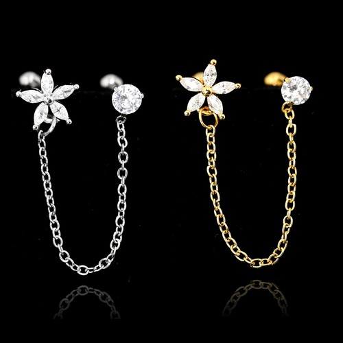 Color Gem Helix Conch Ear Climber Cartilage Ring Ball Bar Stud Piercing Earring - Picture 122 of 157
