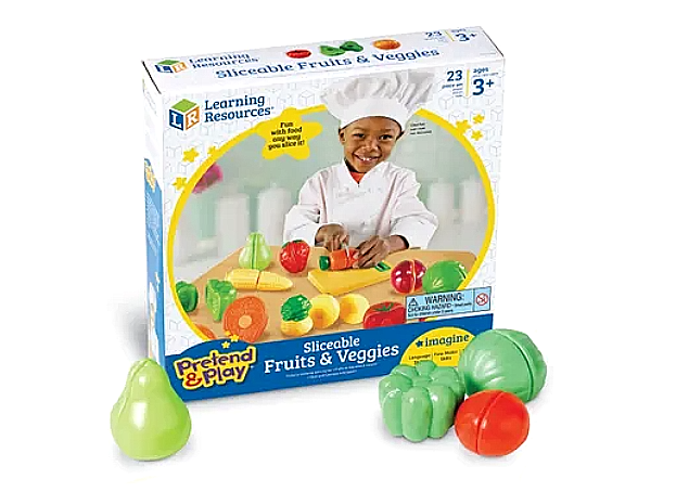 Learning Resources 23pc Pretend Play Sliceable Fruits and Veggies Toy Set for Kids Age 3+ New UK-image