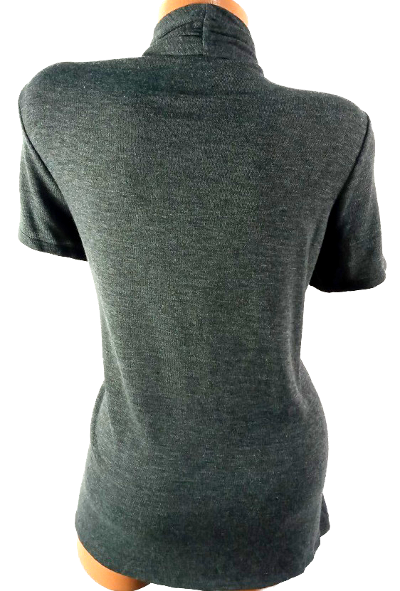 Moa moa grey metallic striped scoop neck short sleeve 2fer look