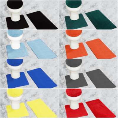  #6 SOLID 3PC BATHROOM SET SOFT COMFORT BATH RUGS ANTI SLIP SOLID COLOR DECOR 