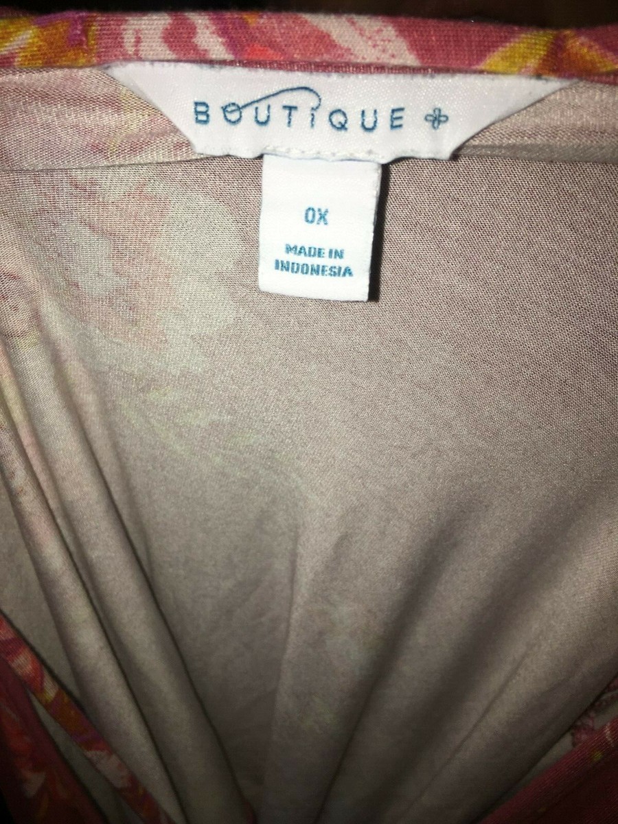 Tunique Babydoll Femme Boutique+, Taille 0X (grande Taille), Motif Floral, Mauve, Neuve
