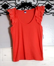 Old Navy Knit Top Women's Size M Short Sleeve Orange Scoop Neck