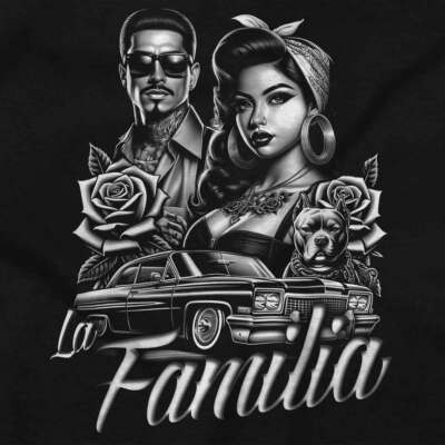 La Familia Chicana Cholo Low Rider Roses Graphic T Shirts for
