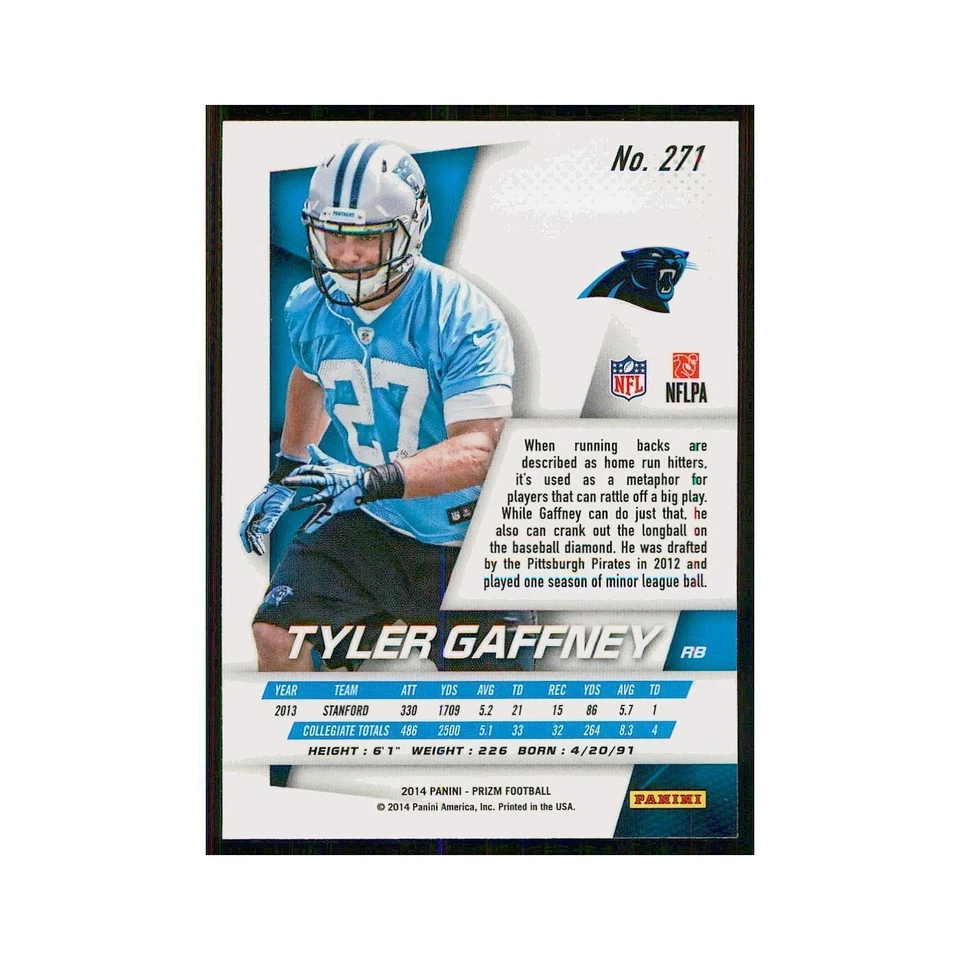 2014 Panini Prizm Tyler Gaffney RC Panthers #271 - Image 2 of 3