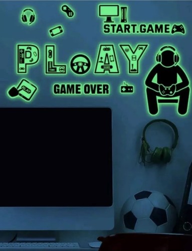 Game Wall Decal Glow in the Dark Gaming Wall Stickers Gamer Wall Decal - Picture 4 of 4