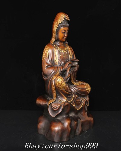 19" China Purple Bronze Gold Ruyi Kwan-yin Guan Yin Boddhisattva Goddess Statue - Picture 4 of 9