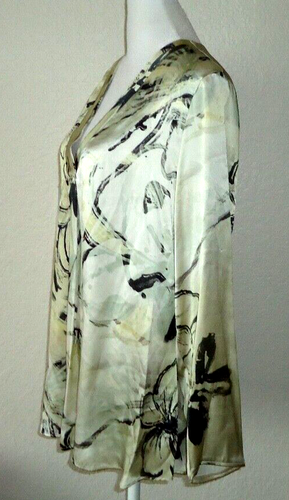 LAFAYETTE 148 Women's V-neck Long Sleeve Blouse Multicolor 100% Silk Size-M - Picture 3 of 8