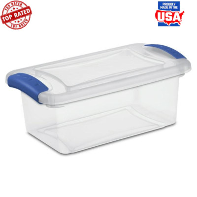 Clear Plastic Latch Storage Box Stackable Organizing Container Home Office New
