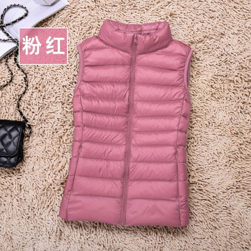 Women Chocolate Ruffled Pockets Duck Down Sleeveless down vest main image 1