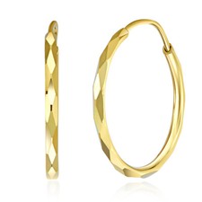 Wellingsale 14k Yellow Gold 1.5mm Faceted Endless Hoop Earrings (25 x 25 mm)