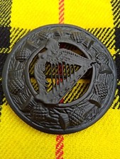 Irish-Harp-Badge-Fly-Plaid-Kilt-Brooch-In-Silver-Antique-Finish-Size-3-034-Inch