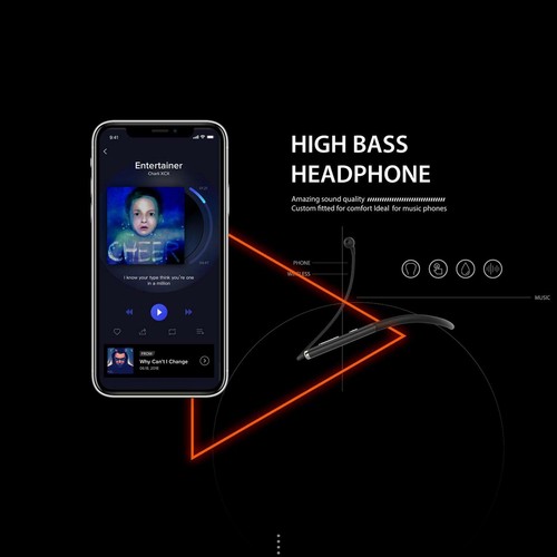HI-FI SOUND NECK-BAND SPORTS WIRELESS HEADPHONES EARPHONES MIC For SMARTPHONES - Picture 5 of 6