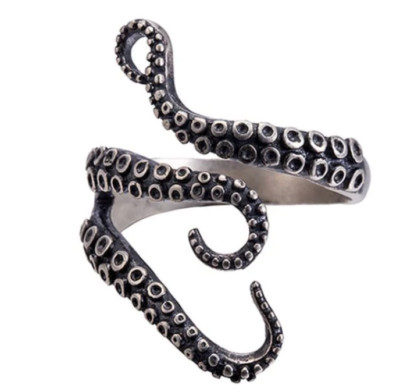 SILVER OCTOPUS WRAP ADJUSTABLE RING