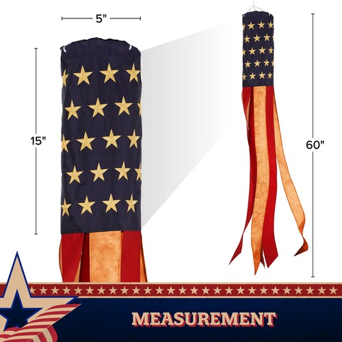 G128 2er-Pack: American USA teebefleckte Windsocke 60 Zoll bestickt 420D Poly - Bild 7 von 8
