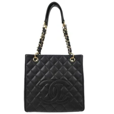 Chanel Black Calfskin Petite Shopping Tote PST Chain Handbag 184804