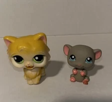 LPS Littlest Pet Shop Cat with Tongue & Gray Mouse