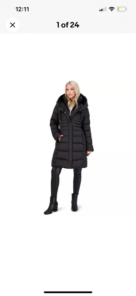 Tahari Casey Quilted Puffer Coat With Inner Lining And Hood. - Image 4 of 4