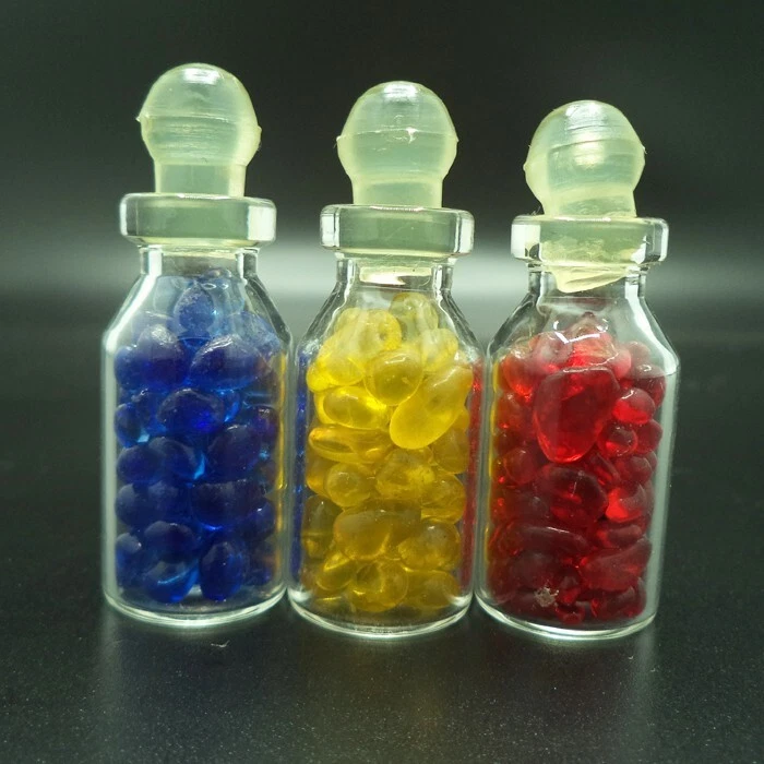 JUEGO 3 PIEZAS. BOTELLA INDIA SARIRA PRA TATH AMARILLO ROJO AZUL SAKAYAMUNI BUDA RELIQUIAS Foto 3 de 4