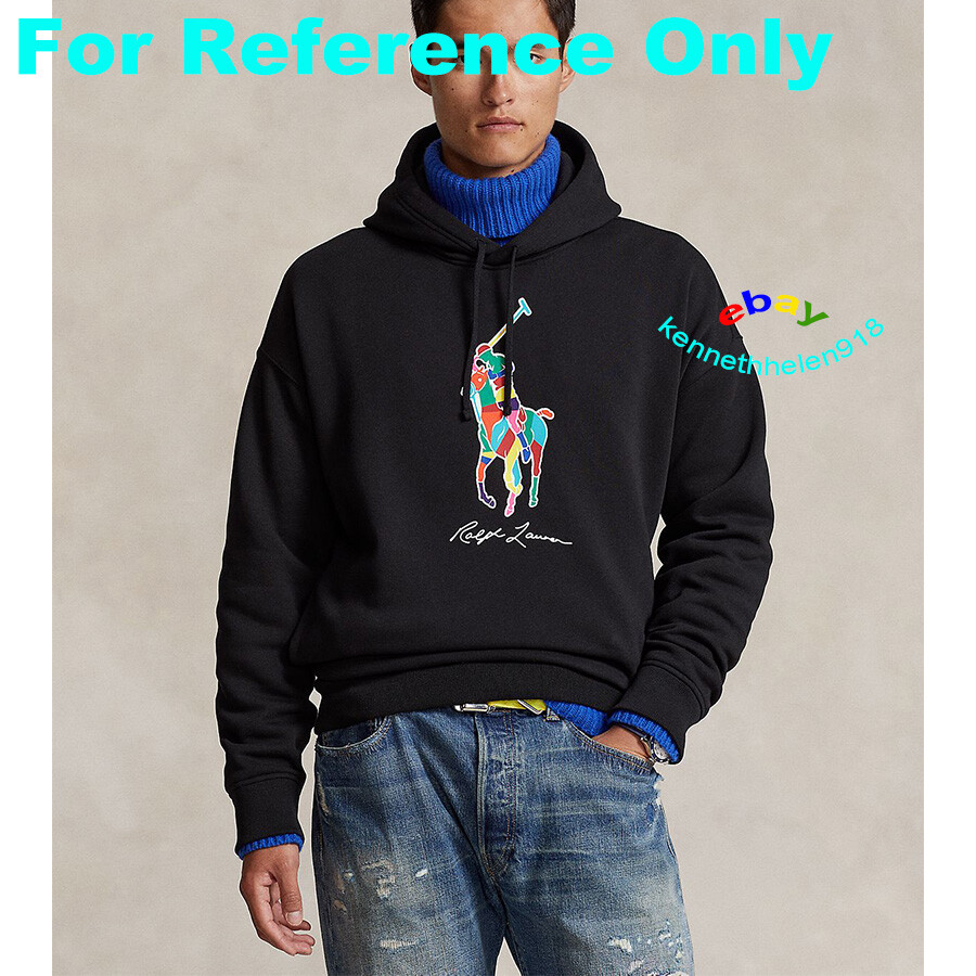 POLO RALPH LAUREN BIG PONY FELPA CON CAPPUCCIO FELPA NERA TAGLIA MEDIA