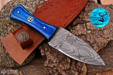DAMASCUS STEEL THROWING BOOT DAGGER KNIFE WITH WOOD HANDLE - 1705