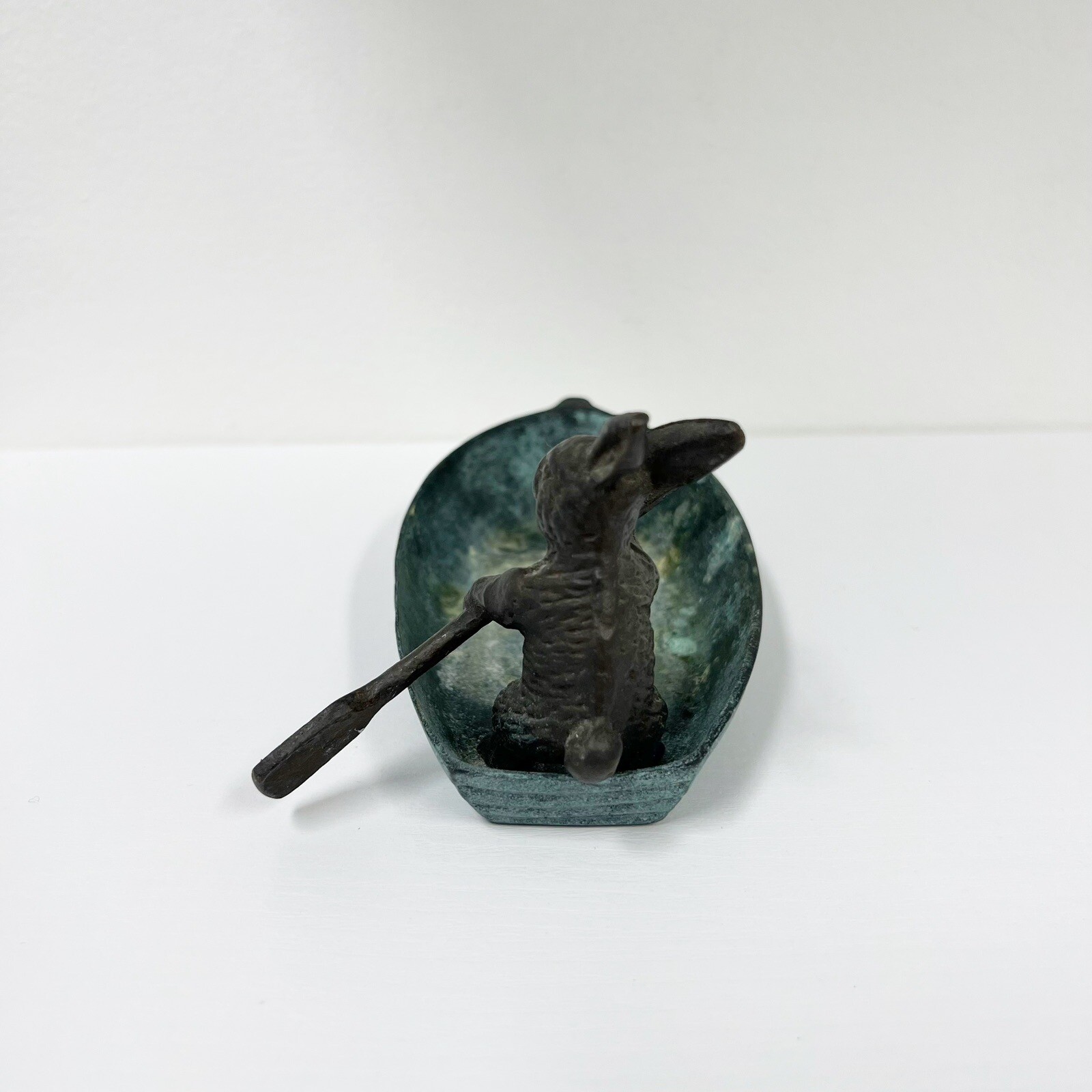 Cast Iron Bunny Rabbit Rowing Boat Metal Figurine Decor | eBay