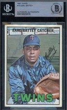 Earl Battey Beckett BAS Signed 1967 Topps Autograph