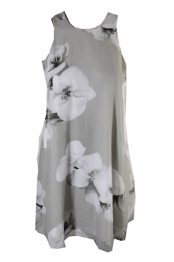 calvin klein grey floral dress Petite Floral-Print Trapeze collection:2025 Collection