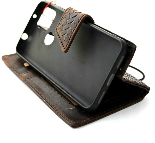 Genuine Leather Case for Google Pixel 5A 5G Wallet Cover Magnetic Closure Art - Picture 5 of 5