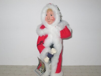 Byers Choice 2007  Christmas Illustrations Fido's Christmas Girl with Bone New