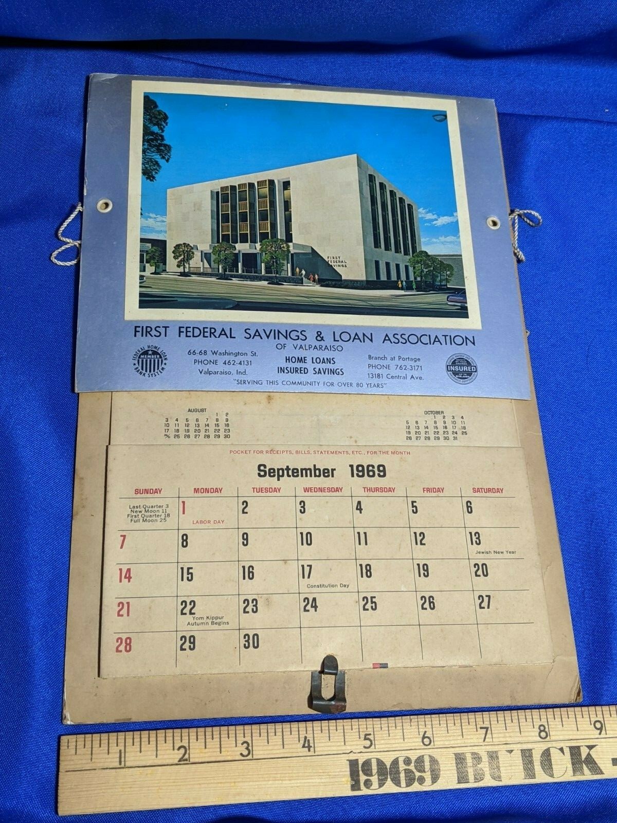 Valparaiso,IN First Federal Savings Loan Bank Advertising Calendar VTG 1969  | eBay