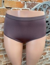 Breezies Mocha Brown Silky Knit Hi-Cut Panties New