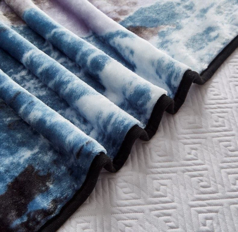 60x80 Moon Wolves Howling Wolf Night Mink Faux Fur Twin Full Queen Throw Blanket - Image 2 of 3