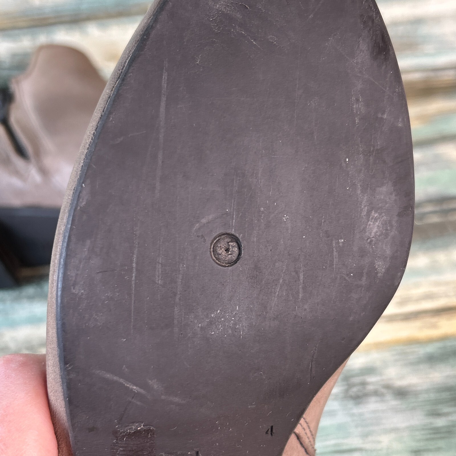 Paul Green Ankle Booties Womens 6.5 Distressed Brown Leather Low Block Heel Zip