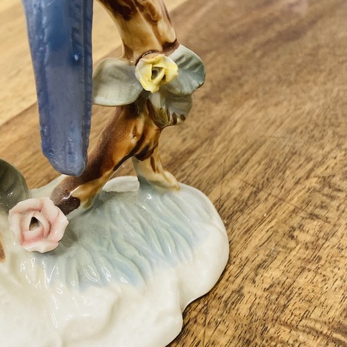 Vtg Duncan Royale Fine Porcelain Blue Birds Bird Parakeets Roses - Picture 5 of 13