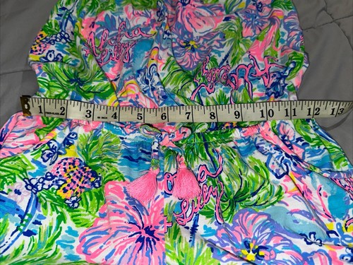 Lilly Pulitzer Aloha xx Lilly Aleene Pink Blue Green White Girls Romper Sz L8/10 - Picture 13 of 16