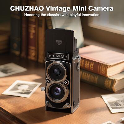 CHUZHAO Vintage Mini Digital Camera Portable TLR Style Retro Point