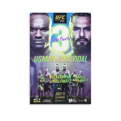 Kamaru Usman vs. Jorge Masvidal Fight Even Canvas Art Wall Painting Poster Print