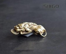 Chinese Old Pure Brass God Beast Pixiu Small Pendant Collectibles