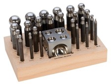 Doming Block Punch Set 24 Pieces Harden Steel Dapping Block and Wood Storage