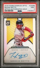 2016 optic Mookie Betts Auto gold /10 psa 9