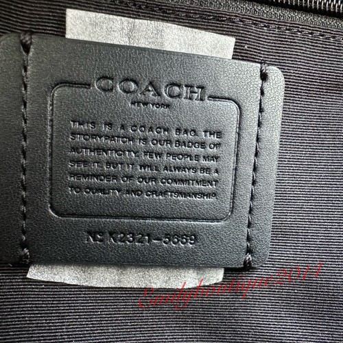 Mochila de cancha grande Coach 5669 nueva con etiquetas de cuero granulado en bolso negro con cremallera - Imagen 13 de 14