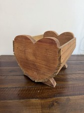 VTG Wooden Heart Basket Rustic Cottagecore Decor Storage Farmhouse 90s