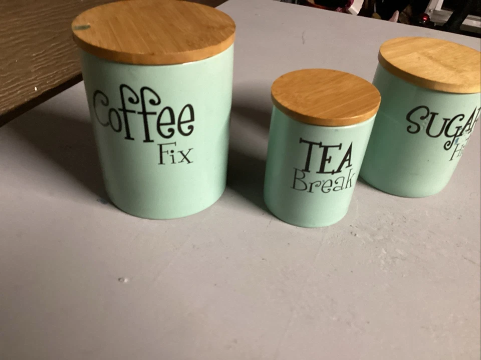 DII Kitchen Retro Collection Ceramic Canister Set Coffee Tea Sugar - Image 2 of 4