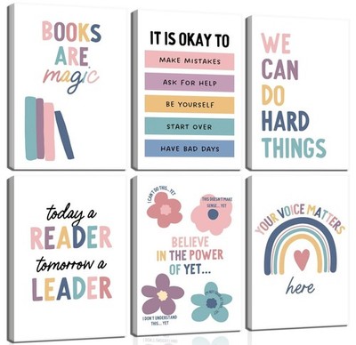 6Pcs Kid Affirmation Wall Art Positive Quotes Posters Pictures Growth Mindset...