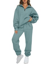 AUTOMET Womens Sweatsuits 2 Piece Outfits Lounge Sets Long Sleeve Half Zip Pu...